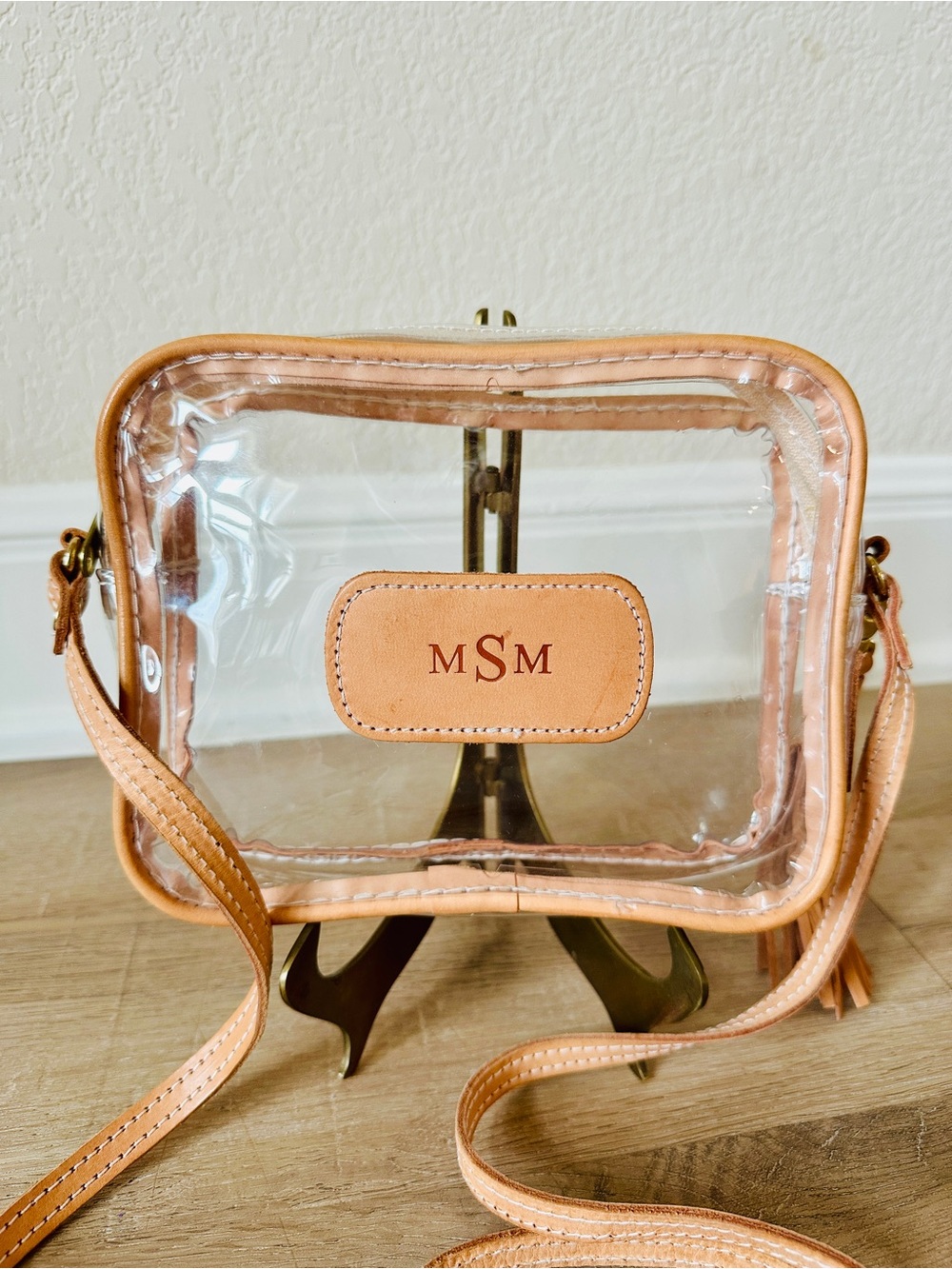 Jon Hart Lola Bag  Monogram “MSM” or “MMS” Clear Crossbody Bag in Tan